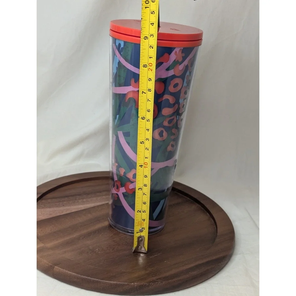 Starbucks Summer 2021 Green Blue Red Cheeta Print 24oz Venti‎ Tumbler Cup Mug